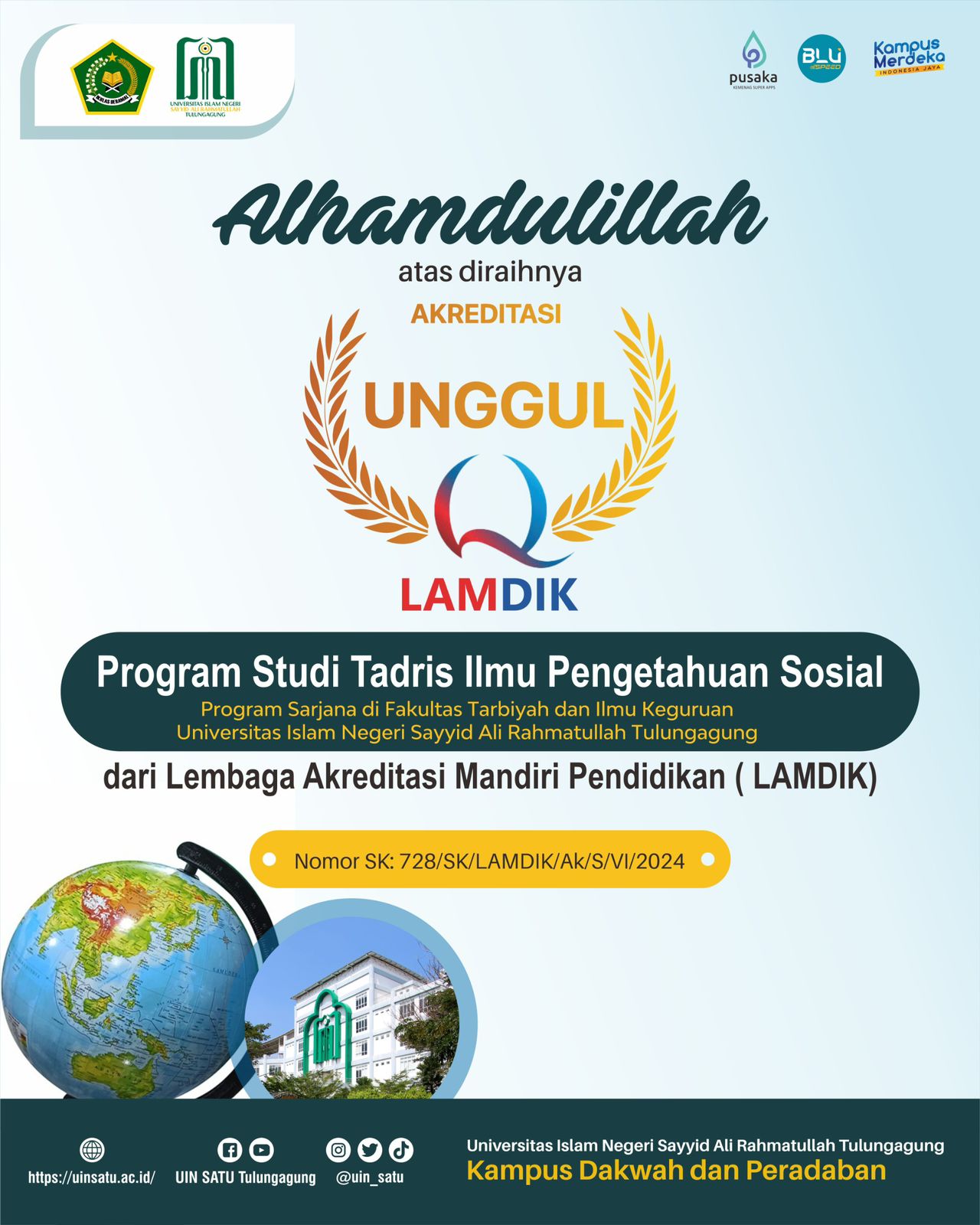 Prodi Tadris IPS UIN SATU Tulungagung Raih Akreditasi Unggul