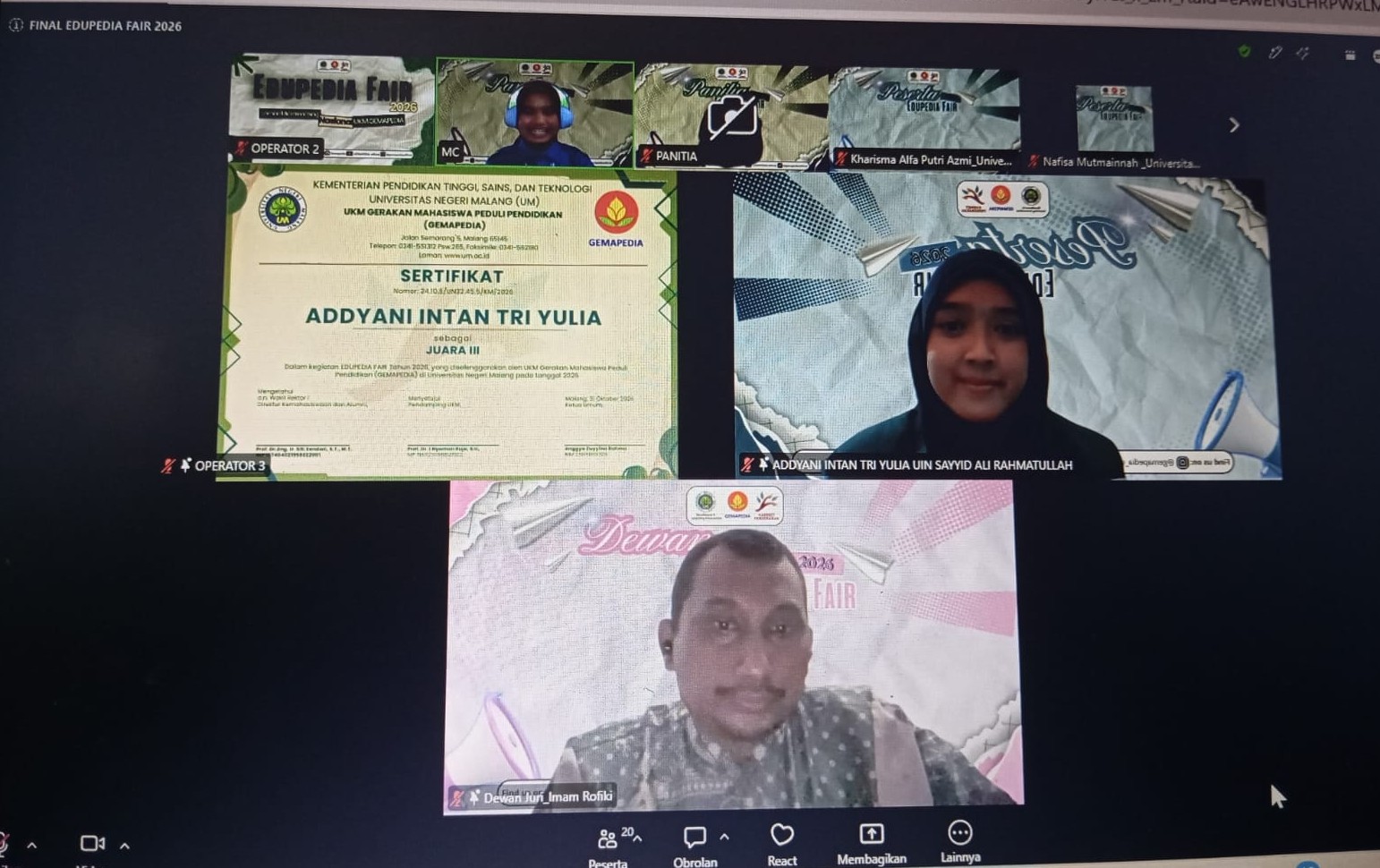 Mahasiswa Tadris Biologi UIN SATU Tulungagung Raih Juara 3 Lomba Microteaching Nasional 2026